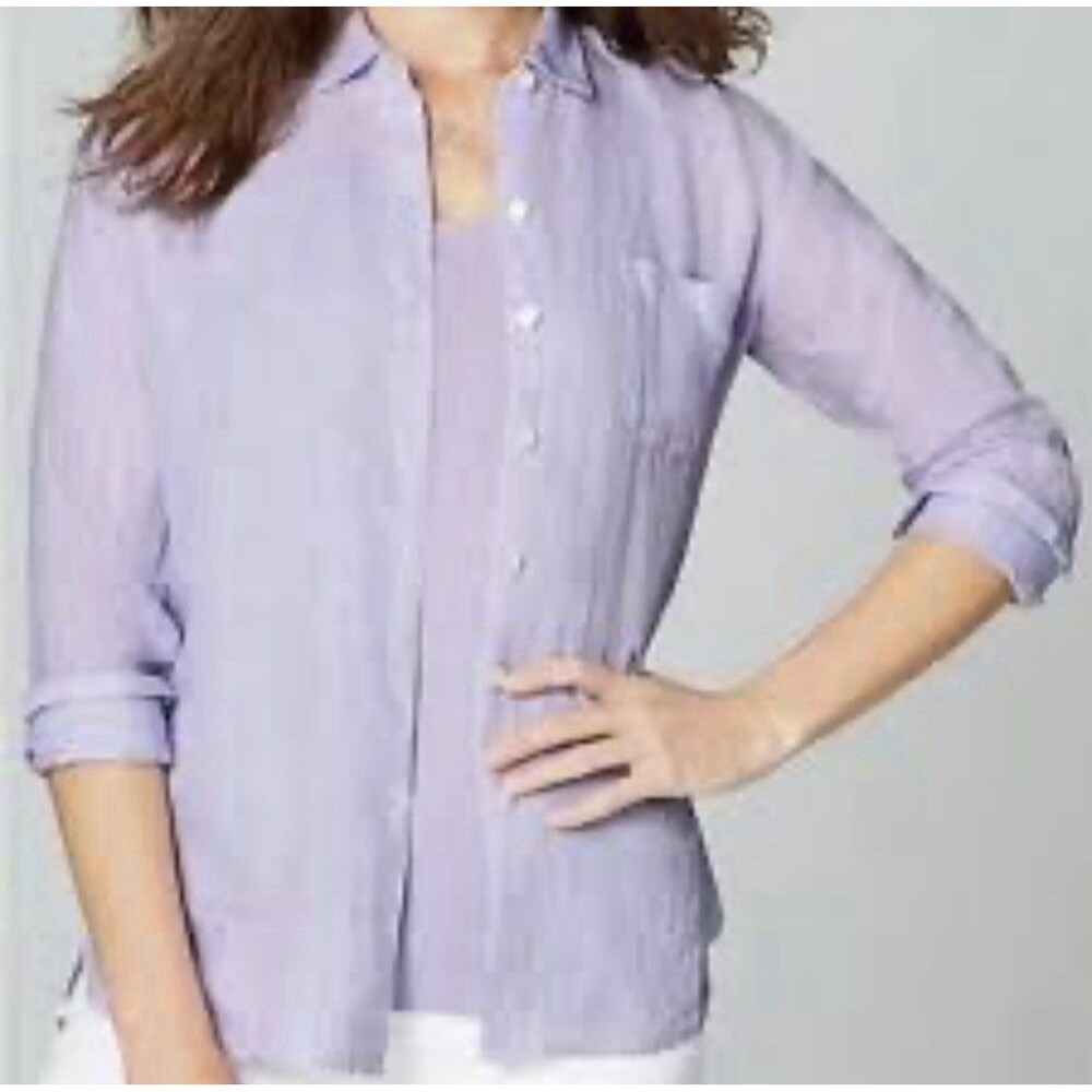 J. Jill Love Linen Lavender Button Down Shirt Womens Plus 3X 100% Linen Pocket